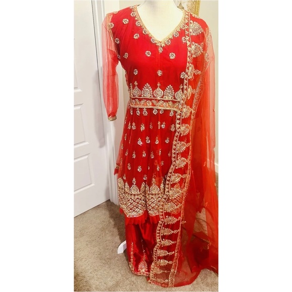 Fancy Party Pakistani Indian Dress Salwar Kameez L / XL / 44 Frock Peplum - Picture 6 of 8